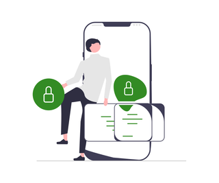 Illustration: Smartphone mit verschlüsselten Daten