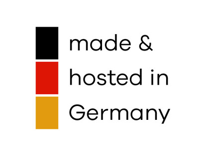 Siegel: made & hosted in Germany